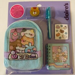 Claire's 5 Piece  Kitty Backpack Keyring Stationary Set, NEW